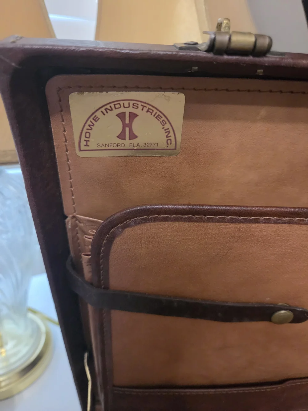 Leather Briefcase - Brown/Tan Vintage Style